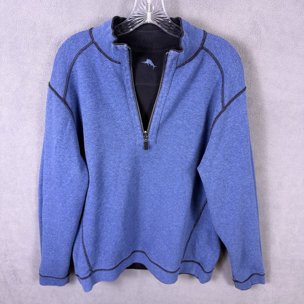 Tommy Bahama Men's Sweater Size Large? Reversible 1/4 Zip Pullover Sweatshirt‎